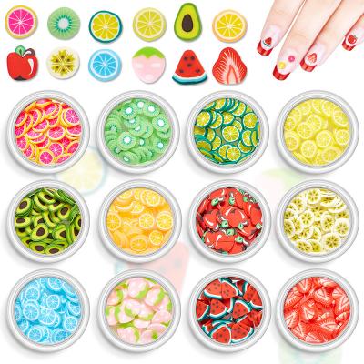 China Eco-friendly Material Fruit Amazon Pottery Soft Manicure Sequin Set Makeup Manicure Accessories DIY Fruit Pottery Nail Sticker for sale