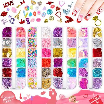 China Valentine's Day Eco-friendly Material Manicure Ceramic Sticker Makeup Sequins Ornament Love Gift Mounted Shiny Soft Pottery Nail Patch for sale