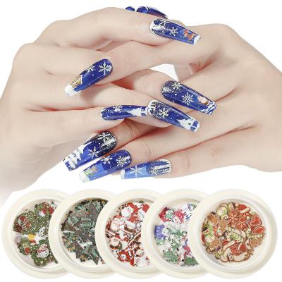 China Christmas Manicure Snowman Candy Tree Eco-friendly Material Handmade Nail Stickers Stereo Wood Paste Piece for sale