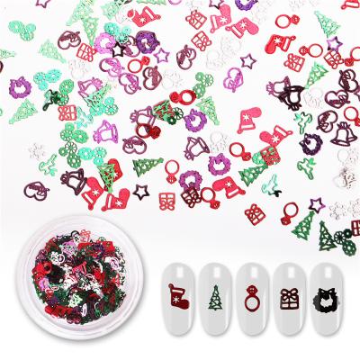 China Ultra-thin Hollow Metal Nail Glitter Gift Snowflake Manicure Nail Accessories Christmas Colorful Film Computer Eco-friendly Material for sale