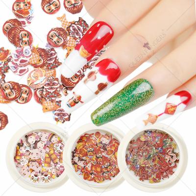 China New Year's Valentine's Day Nail Accessories Eco-friendly Material INS Style Mixed Color Mounted Flower Nail Patch Wood Pulp Piece for sale