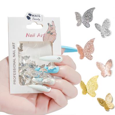 China Eco-friendly Material Nail Beauty 3D Butterfly Frosted Metal Nail Butterfly Decorations DIY Nail Accessories for sale