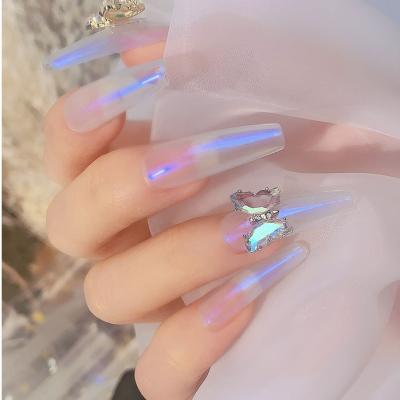 China 2021 new magic crystal butterfly nail butterfly eco-friendly material three-dimensional aurora diamond nail accessories for sale