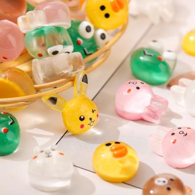 China Kawai Eco-friendly Material Mixed Yellow Three-Dimensional Transparent Resin Animal Nail Manicure Decoration Duck Frog Rabbit Accessories Cartoon for sale