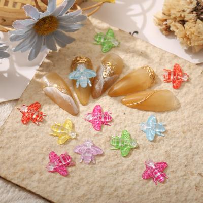 China Popular Nail Resin Cartoon Decoration Manicure Bee 3D Beauty Decorative Diamond Cute Animal Transparent Insect Eco-friendly Material for sale