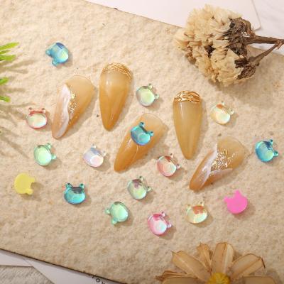 China 2022 Color AB 3D Bear Nail Drill Glass Bear Macaroon Candy Magic Aurora Crystal Transparent Color Eco-friendly Material for sale