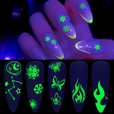 China DIY Creative Luminous Snowflake Butterfly Mixed Designs Nail Art Adhesive Stickers For DiY for sale