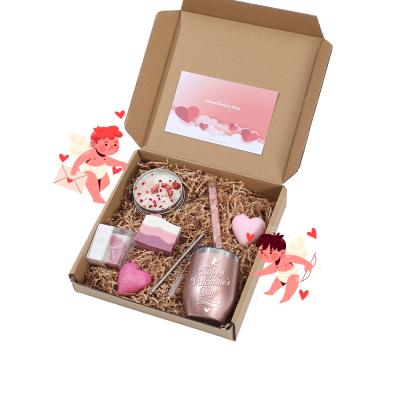 China Spa Bath New Designed Valentine'sDay Gifts For Her Luxury Bath Bubble Shower Box Spa Basket Self Care Gift Set for sale