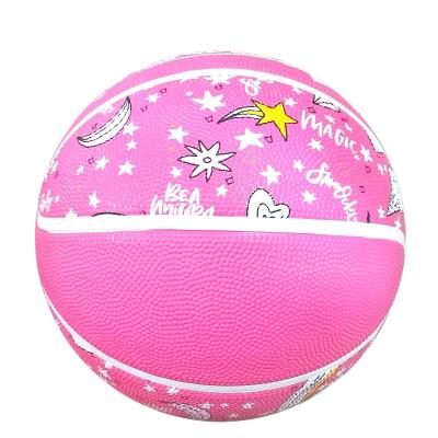 China Outdoor Activity Wholesales Top Fashion Glow In Pink Promotional Rubber Ball Customized Size 7 Basketball Ball for sale