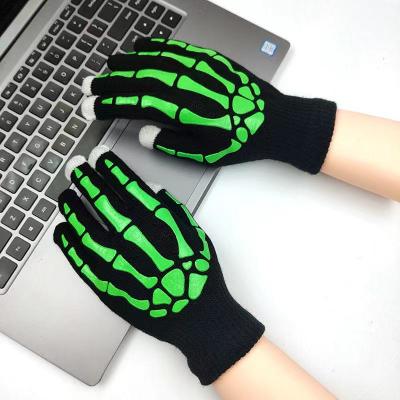 China Soft Touch Touch Screen Ghost Claw Skull Gloves For Adult Bright Stage for sale