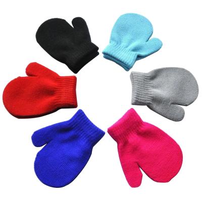 China Baby Winter Mittens Striped Warm Kids Knitted Stretch Boys Girls Solid Color Mitt Student Anti Scratch Mitts Magic Mittens for sale