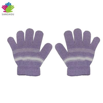 China Striped Warm Boys Mittens Baby Cotton Winter Gloves Girls Students Knitted Full Finger Stretch for sale