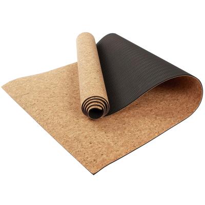 China Custom low moq private label tape natural cork yoga mat exercise eco-friendly waterproof brown color new for sale