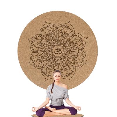 China Natural Rubber Premium Organic Non-Toxic Custom Large Round Meditation Circle Cork Yoga Mat for sale