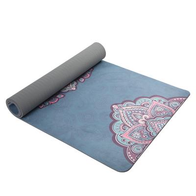 China 2022 Custom Non Slip Unique Design Eco Printing Non Slip Suede Tape Yoga Mat for sale