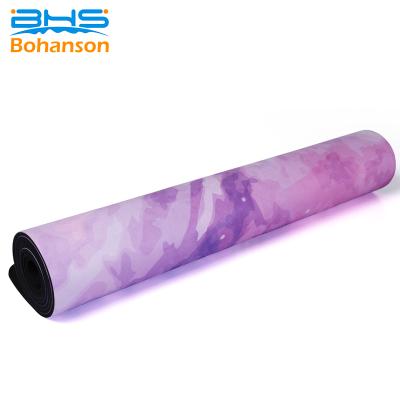 China Eco-friendly wholesale custom print 5mm microfiber natural rubber suede eco yoga mat for sale