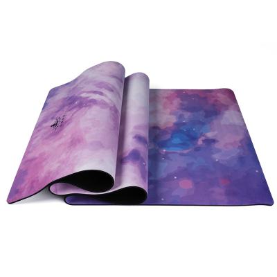 China Yoga Exercises Quality Print Fabric Custom Miscrofiber 5mm Washable Suede Rubber Yoga Mat Recycle for sale