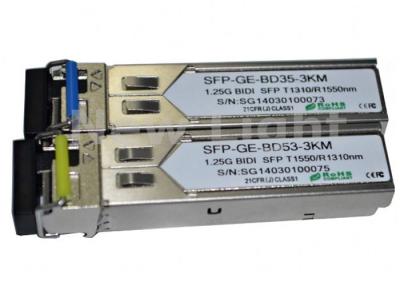 China De Zendontvanger van hoge Prestatiesgigabit ethernet, Enige de Wijzezendontvanger van 1.25G BiDi SFP Te koop