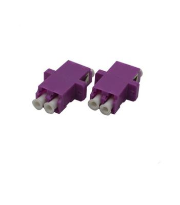 China Purple Optical Cable Adapter / OM4 LC Duplex Adapter With Clips Small Size for sale