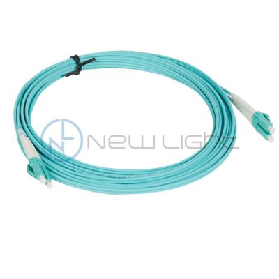 China Aqua 100G FTTH Base Station MM 50/125 OM4 LC LSZH Duplex Patch Cord for sale