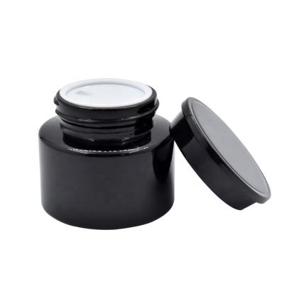 China Customized Cosmetic Black Glass Jar For Skin Care Cream Cosmetic Jar Wholesale for sale