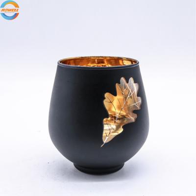 China Home Decoration 300ML China Factory Spray Black Matte Glass Candle Holder , Scented Candle Jar for sale