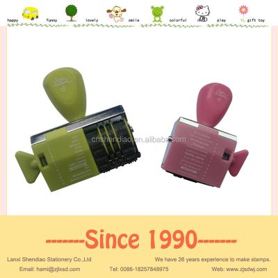 China Desktop Digital Stamp Machine Roll Date Time Rubber Stamp With Iron Holder for sale