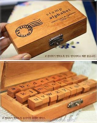 China Wooden office alphabet stamp set for sale