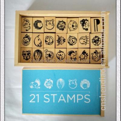 China Children's Toy Hot Sale Children's Wooden Animals Play Stamps Set For Gift / Wooden Stamp For Children for sale