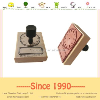 China Decoration Custom Rubber Stamp Handles Wooden Block Clock Stamp Teaching Font for sale