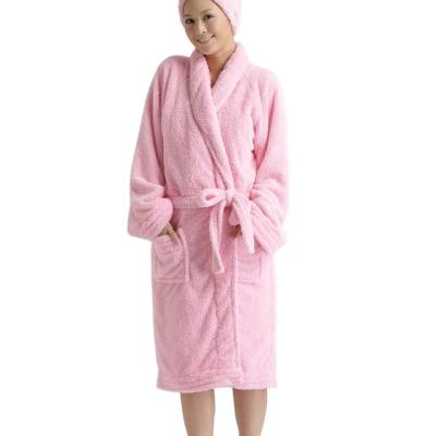 China Sale New Style Polyester Plush Super Soft Breathable Luxury Warm Bathrobe Women 100% Pink Bathrobe for sale