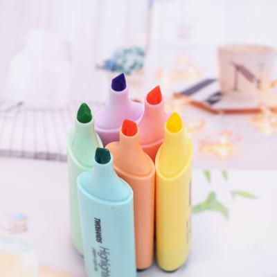 China TWOHANDS School Office Supplies High Quality Fluorescent Paint Pen Drawing Marker, 6 Colors Pastel Highlighter Bar Fluorescent Marker Pen for sale