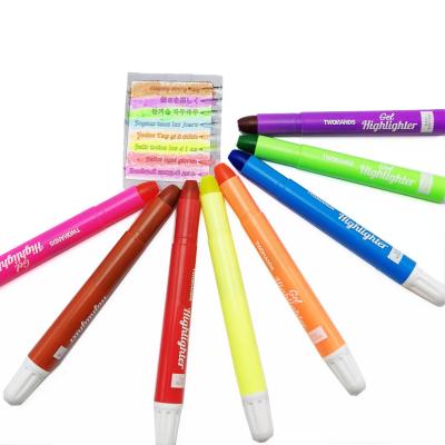 China TWOHANDS 8 Easy Colors Gel Solid Highlighter Bar, High Quality Fluorescent Paint Pen Drawing Marker for sale