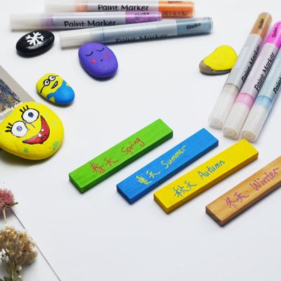 China Wholesale Colors 2.0mm/3.0mm Bright Water Based Permanent Ink Acrylic Paint Multicolor Marker Pens For Rock Painting for sale