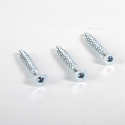 China Flat Galvanized Cabinet Connector Screw 50mm Wood Furniture Confirmat Screw Hex Socket Head For Furniture Fastener for sale