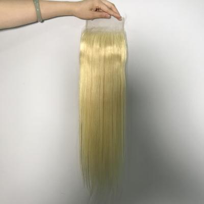 China 100% Hd Brazilian Virgin Human Hair Best 613 Lace Blonde Hair 5x5 Invisible Headbands And Closures With Boby Hair for sale