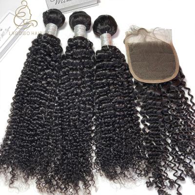 China Jerry Curly Raw Unprocessed Virgin Hair With Closure Grade 12a Brazilian Jerry Curly Mink Hair for sale