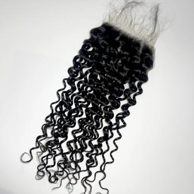 China Wholesale Deep Curly Hair Closure Deep Curly Pre Plucked HD Lace Closure 4x4 Cheap Swiss Lace Closures for sale