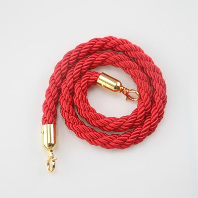 China Durable Gold Mirror Polish Style Rope Arming Hotel Queue Barriers With Red Velvet Rope for sale