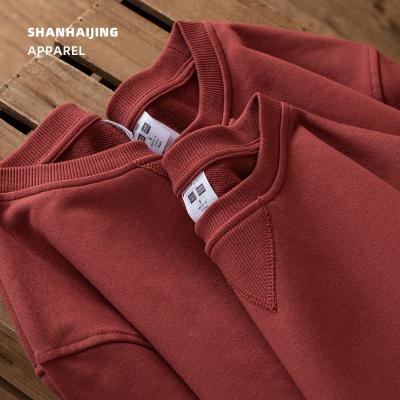 China Anti-pilling China Red High Quality 320g Sweatshirt Hoodies Winter Apparel Customize OEM Printing Heavy Vintage Single Sleeve Long Sleeve Sweater for sale