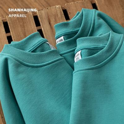 China Anti-pilling 460gsm high quality customize embroidered sweatshirt organic crewneck dye tie cotton off shoulder hoodies no hood sweater for sale