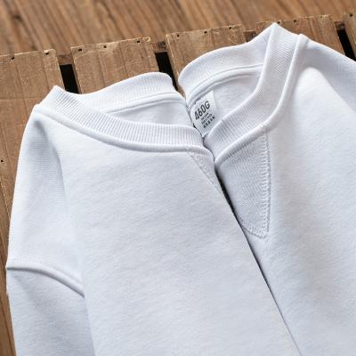 China High quality fleece crewneck hoodies white sweatshirts 460grams anti-pilling customize logo no brand private label tag cotton sweater and hoody for sale