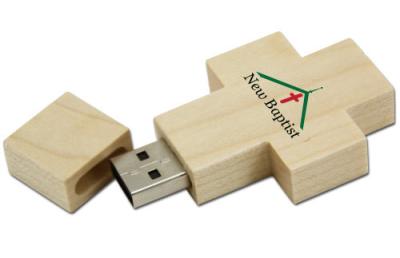 China Graveert de Houten de Duimaandrijving van het kruisbeeldontwerp, van de Douaneusb van de Embleemdruk de Flitsaandrijving 16GB Te koop