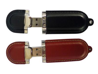 China Portable Leather USB Flash Drive 16GB , High Speed USB 2.0 Version for sale