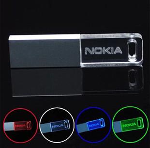 China Ultra-slim customized usb flash drive LED lighting , keychain crystal pendrive for sale