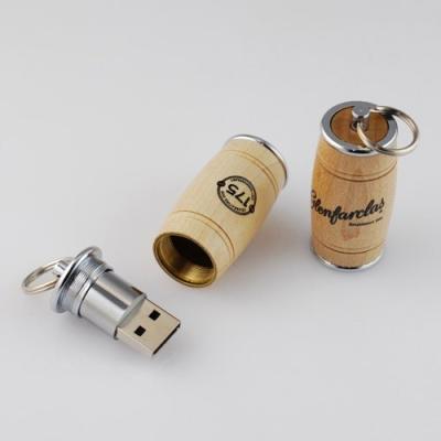 China Oka Wine Barrel Wooden Thumb Drive / USB Flash Drive 4gb 8gb Pad Printing for sale