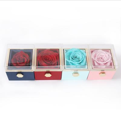 China Spray Paint Factory Direct Selling Exquisite Rotating Immortal Flower Acrylic Jewelry Box For Gift Box for sale