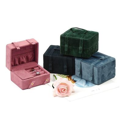 China Pearl Fleece Low Price Promotion Pink Comfortable Mini Jewelry Travel Case Durable Jewelry Box for sale