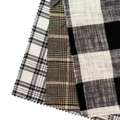 China Digital Printed Plaid Plaid Check Grid Dyed Linen Linen Fabric For Shirt for sale