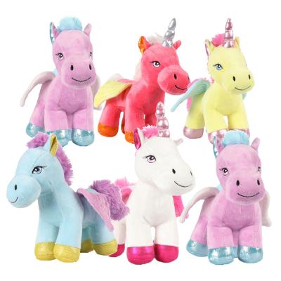 China Fancy Glitter Plush Stuffed Animal Rainbow Color Unicorn Plush Toys Pretty Stuffed Unicorn Soft Animal Toy for sale